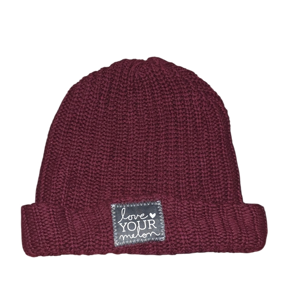 Love Your Melon Burgundy Knit Beanie Hat Unisex